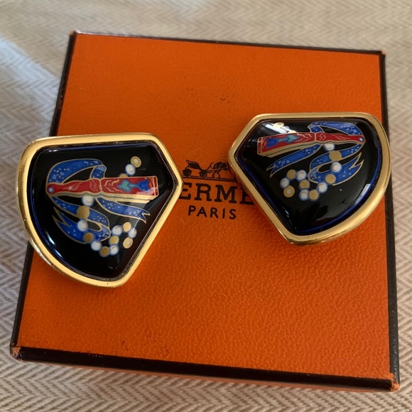 Hermes Jewelry - HERMES Emailles Earrings